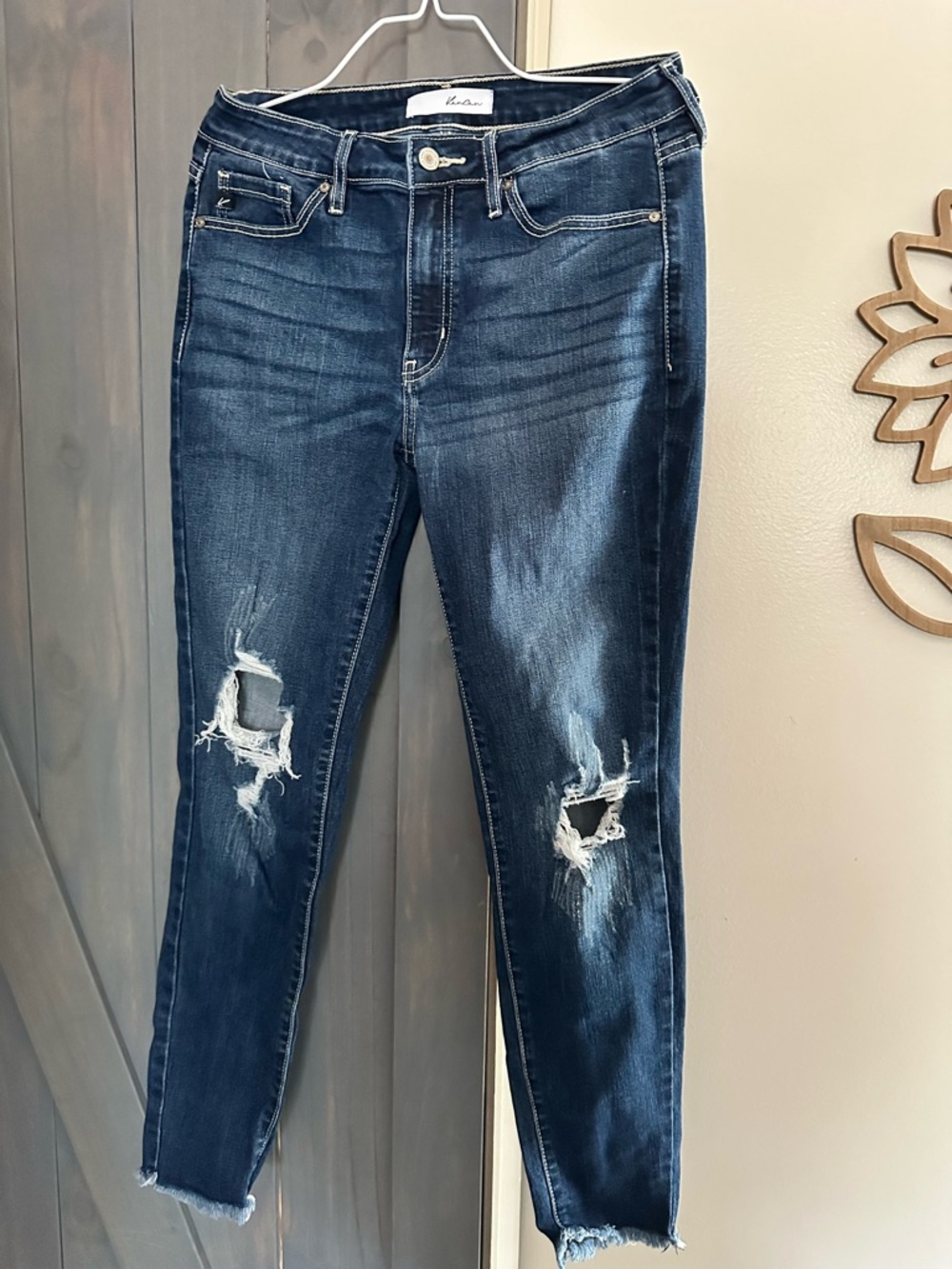KanCan Dark Blue Distressed Ankle Skinny Jeans